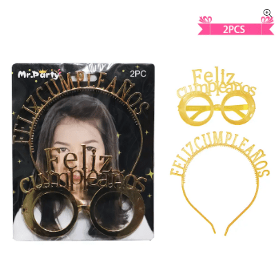 Set de lentes y cintillo dorado