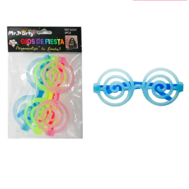 Lentes cotillón fluor 3pcs