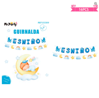 Guirnaldas baby shower 16pcs
