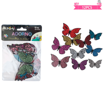 Adorno decorativo mariposa 12pcs
