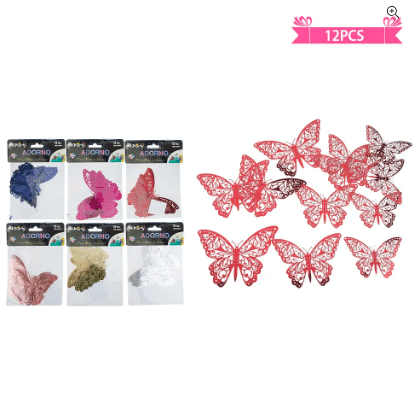 Adorno decorativo mariposa 12pcs