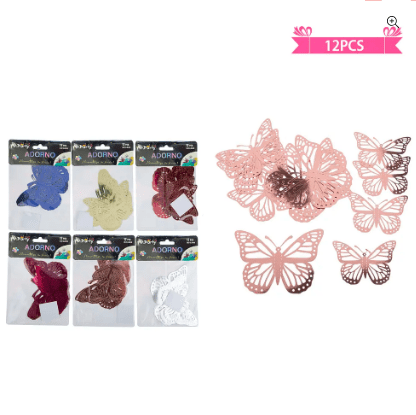 Adorno decorativo mariposa 12pcs