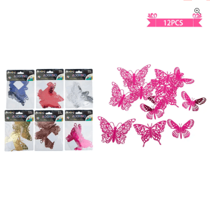 Adorno decorativo mariposa 12pcs