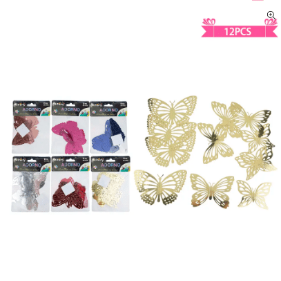 Adorno decorativo mariposa 12pcs