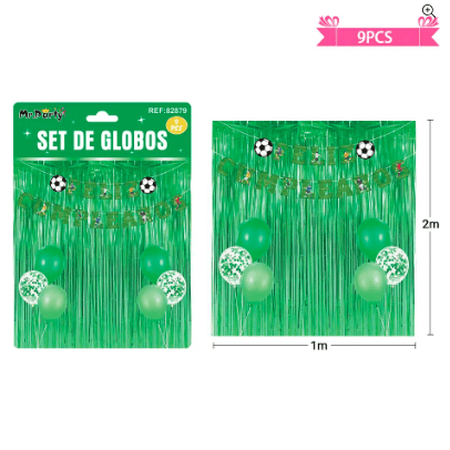 Set de globos con cortina y guirnalda 9pcs