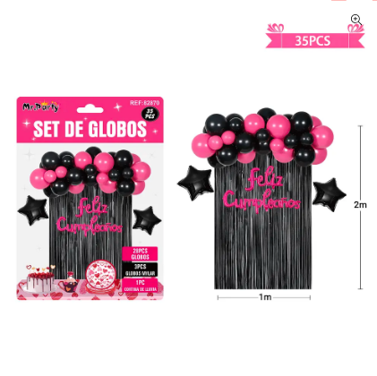 Set de globos con cortina negro
