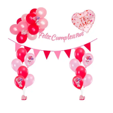 Set de globos látex y guirnalda con corazón 39pcs