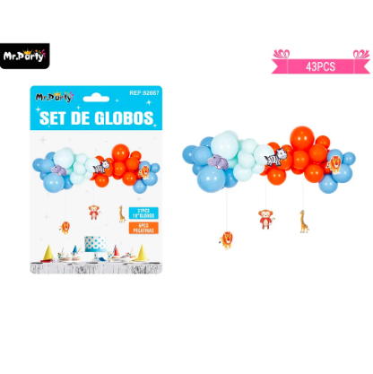 Arco de globos látex con colgantes de animales 43pcs