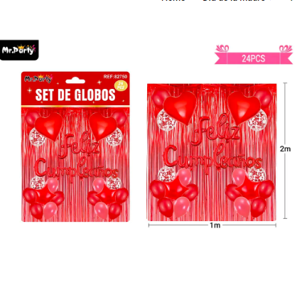 Set de globos con cortina rojo 24pcs