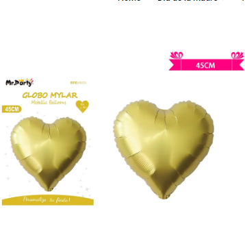 Globo metálico corazón dorado