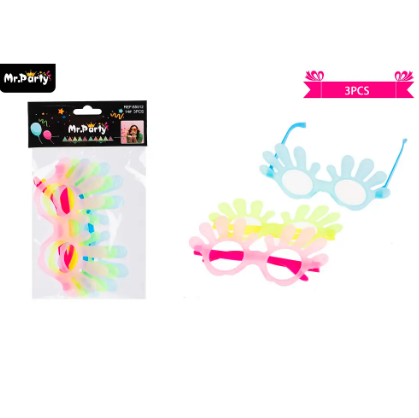 Lentes cotillón fluor colores surtidos 3pcs
