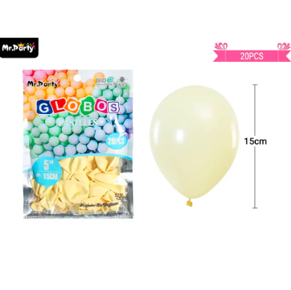 Globos de látex color pastel amarillo  20pcs