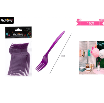 Tenedores plásticos desechables morado 20pcs
