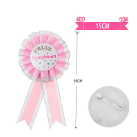 Insignia de feliz cumpleaños badge rosado 
