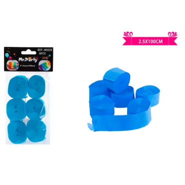 Festón fino de fiesta decorativo azul 6pcs