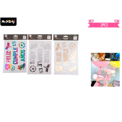 Sticker para burbujas feliz cumpleaños 2pcs