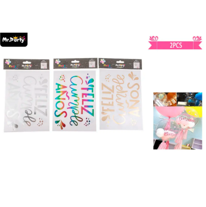 Sticker para burbujas feliz cumpleaños 2pcs