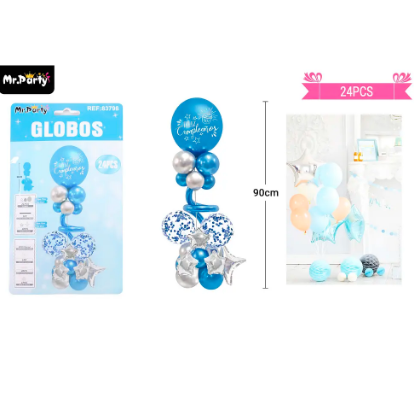 Set de globos con base azul 24pcs