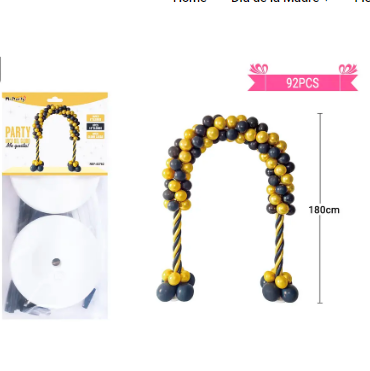 Arco de globos negro y dorado 92pcs