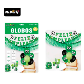 Set de globos con base y guirnalda fútbol 11pcs