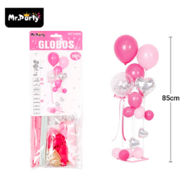 Set de globos con base rosado 20pcs