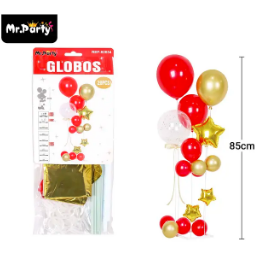 Set de globos con base dorado y rojo 20pcs