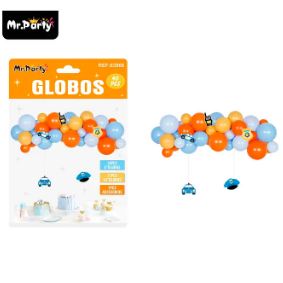 Set de globos látex azul y naranja 40pcs