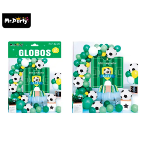 Arco de globos látex fútbol con fondo 48pcs