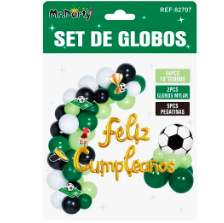 Arco de globos látex feliz cumpleaños con fútbol 54pcs