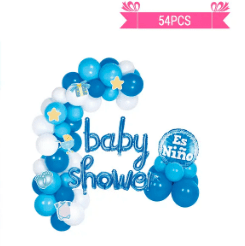 Arco de globos látex baby shower azul es niño 54pcs