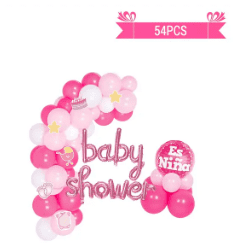 Arco de globos látex baby shower rosado es niña 54pcs