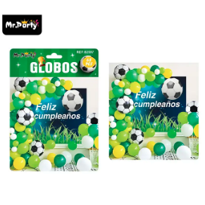 Set de globos látex fútbol con fondo 68pcs