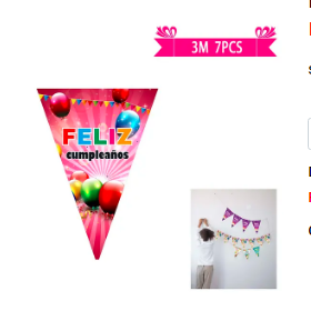 Guirnaldas banderín triángulo 3m 7pcs
