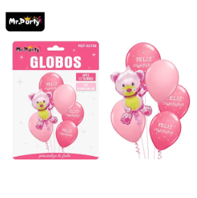 Set de globos de látex 6pcs oso rosado