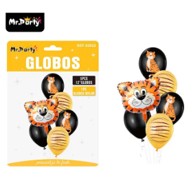 Set de globos de látex 6pcs tigre