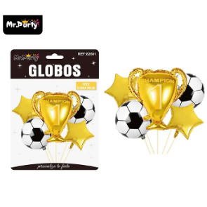 Set de globos de látex 5pcs fútbol y trofeo