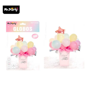 Set bouquete de globos color pastel con caja 15pcs