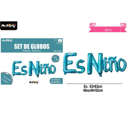 Globos metálico de letra es niño azul