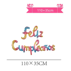 Globos metálico de letra feliz cumpleaños multicolor