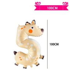 Globo metálico animal 100cm número 5
