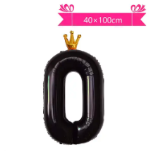Globo metálico negro 100cm número 0