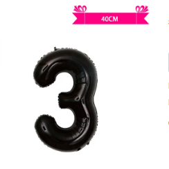 Globo metálico negro 40cm número 3