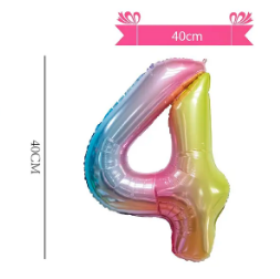 Globo metálico multicolor 40cm número 4