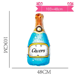 Globo metálico botella de champán azul 