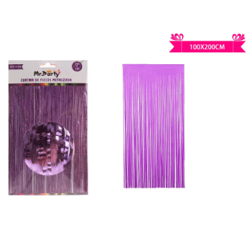 Cortinas flecos lila metalico