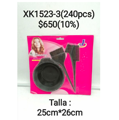 set de tres piezas de tinte para el cabello