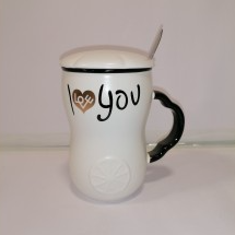 tazon Ilove you diseño 4  c/ tapa y cuchara 