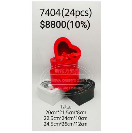 caja de regalo en forma de corazon 3 piezas