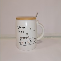 tazon gatito sleep late c/ tapa y cuchara 