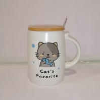 tazon gatito favorite c/ tapa y cuchara 